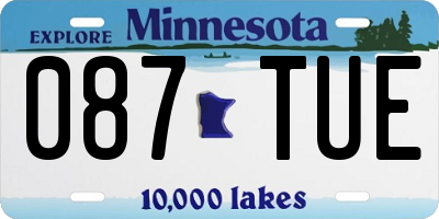 MN license plate 087TUE