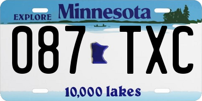 MN license plate 087TXC