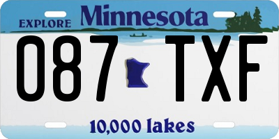 MN license plate 087TXF