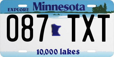 MN license plate 087TXT
