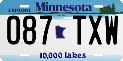MN license plate 087TXW