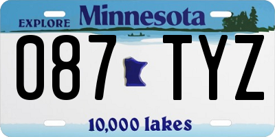 MN license plate 087TYZ