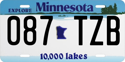 MN license plate 087TZB