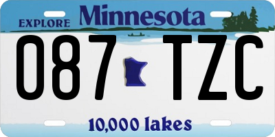 MN license plate 087TZC