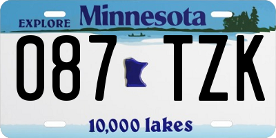 MN license plate 087TZK