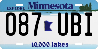 MN license plate 087UBI