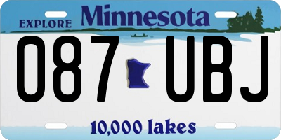 MN license plate 087UBJ