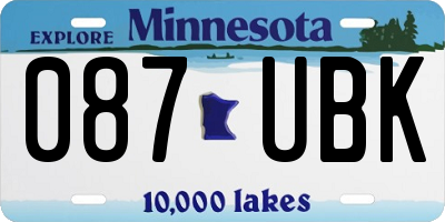 MN license plate 087UBK