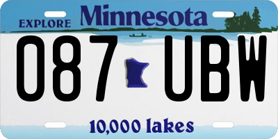 MN license plate 087UBW