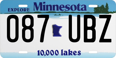 MN license plate 087UBZ