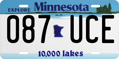 MN license plate 087UCE