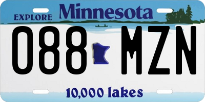 MN license plate 088MZN