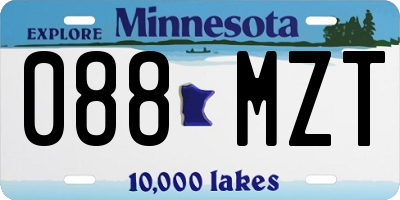 MN license plate 088MZT