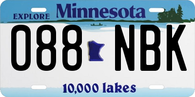 MN license plate 088NBK