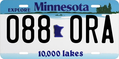 MN license plate 088ORA