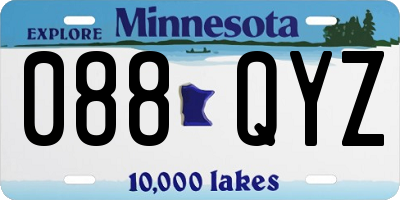 MN license plate 088QYZ