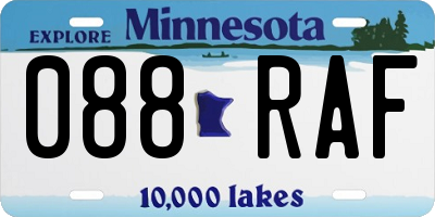 MN license plate 088RAF