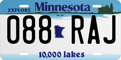 MN license plate 088RAJ