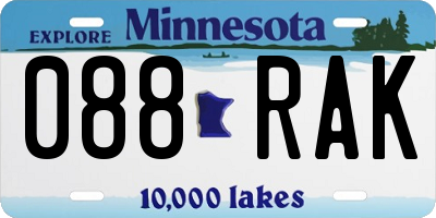 MN license plate 088RAK