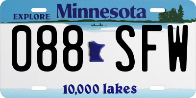 MN license plate 088SFW