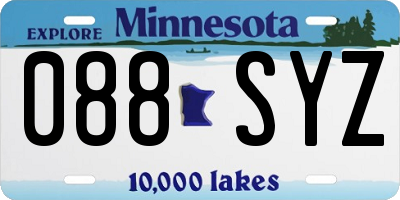MN license plate 088SYZ