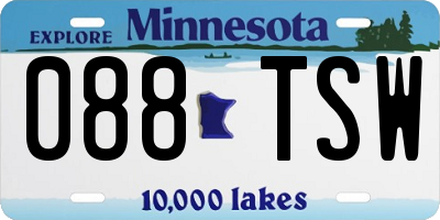 MN license plate 088TSW