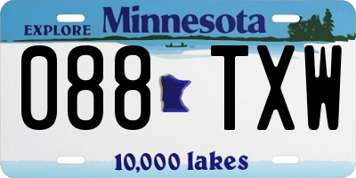 MN license plate 088TXW