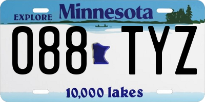 MN license plate 088TYZ