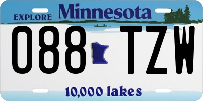 MN license plate 088TZW