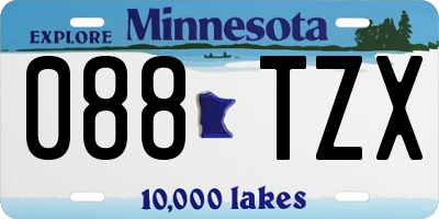 MN license plate 088TZX