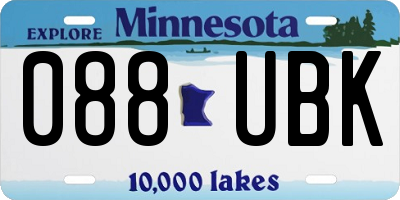 MN license plate 088UBK