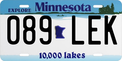 MN license plate 089LEK