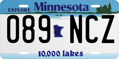 MN license plate 089NCZ