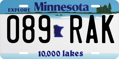 MN license plate 089RAK