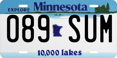 MN license plate 089SUM