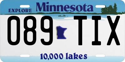 MN license plate 089TIX
