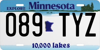 MN license plate 089TYZ