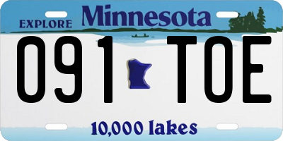 MN license plate 091TOE