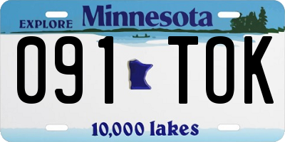 MN license plate 091TOK