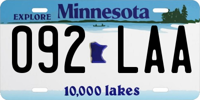 MN license plate 092LAA