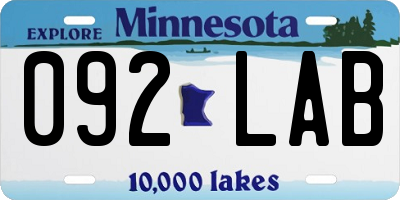 MN license plate 092LAB