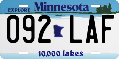 MN license plate 092LAF