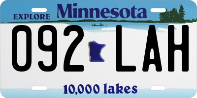 MN license plate 092LAH
