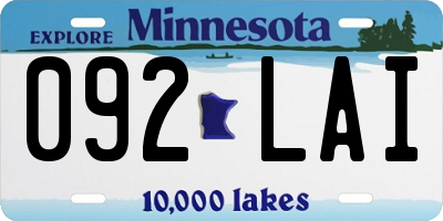 MN license plate 092LAI