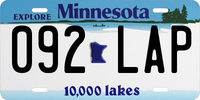 MN license plate 092LAP