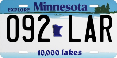 MN license plate 092LAR