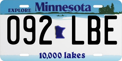 MN license plate 092LBE