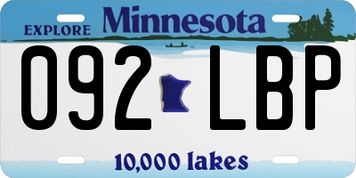 MN license plate 092LBP