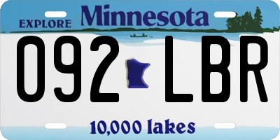 MN license plate 092LBR
