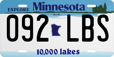 MN license plate 092LBS